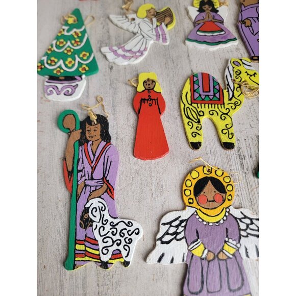 Wooden 3 kings angel tree horse solider star variety ornament Xmas set - Picture 3 of 12